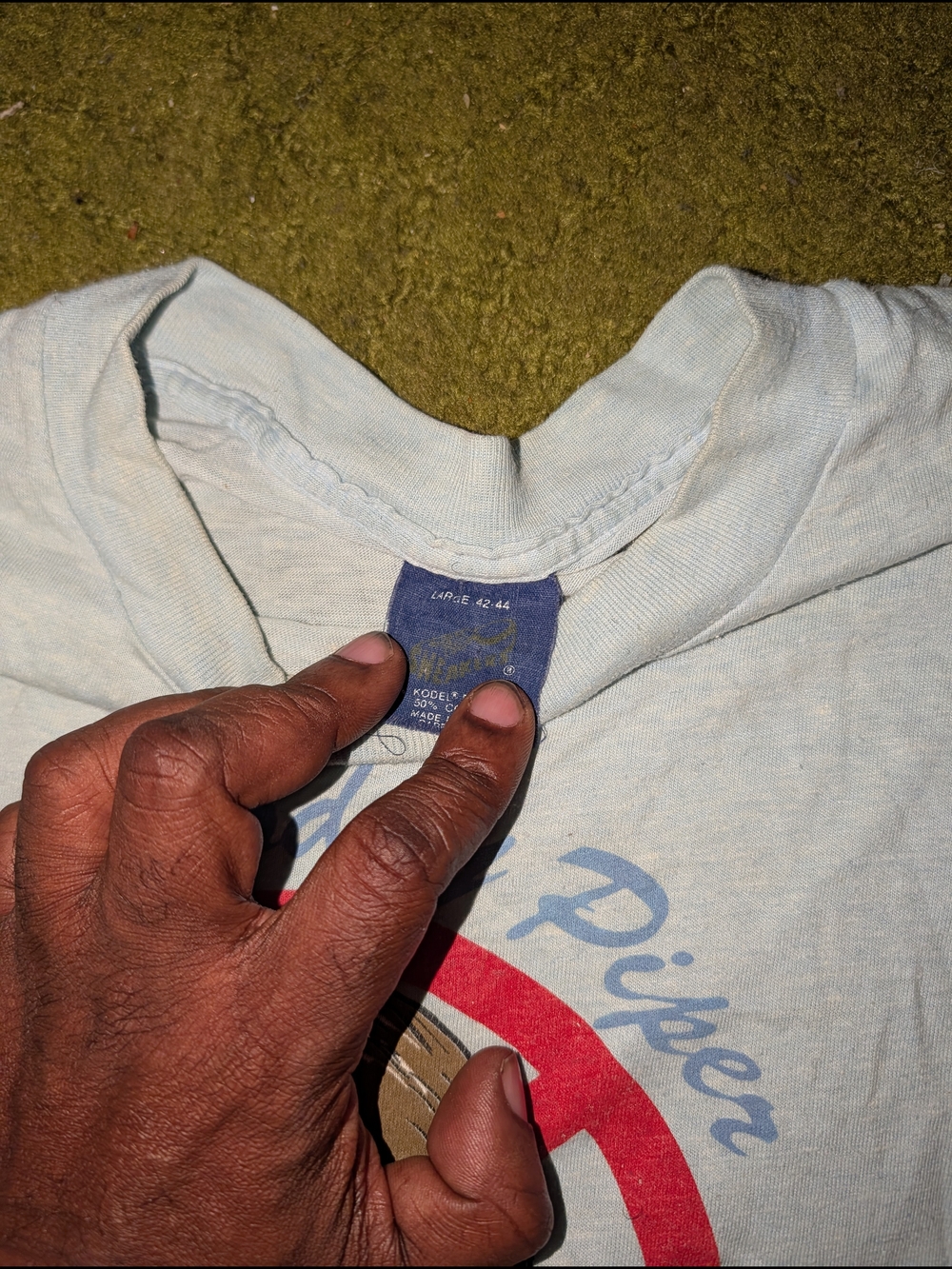 Piper Light Roddy Piper Blue Graphic Tee with Red Accent - Picture 2 of 2